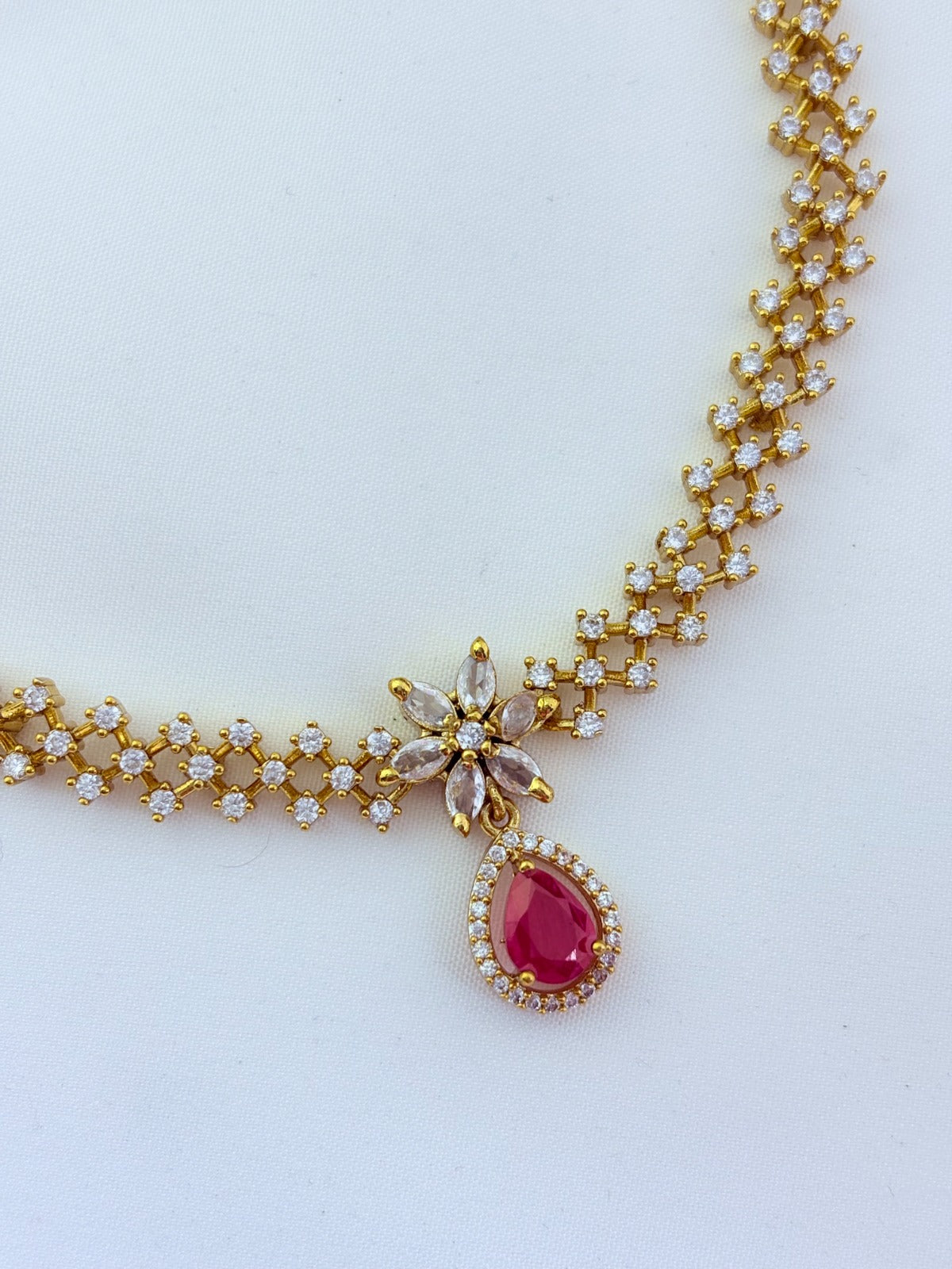 Premium matte finish AD necklace with matching earrings