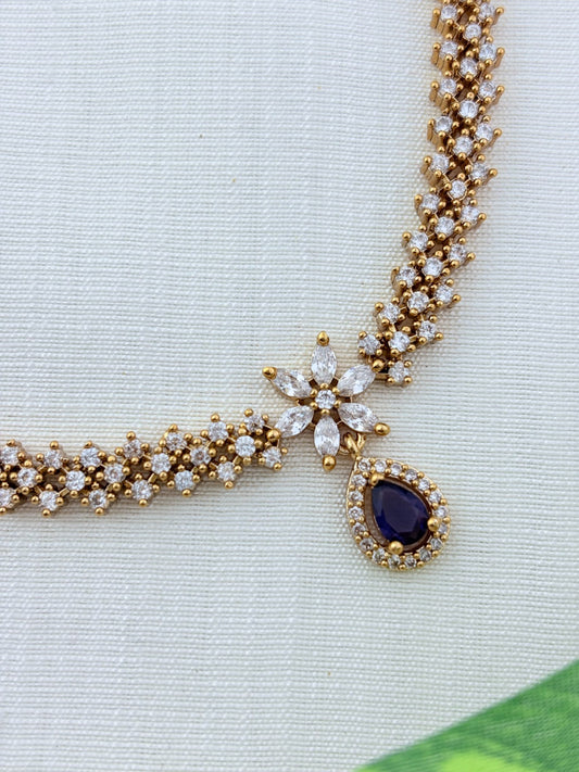 Premium matte finish AD necklace with matching earrings