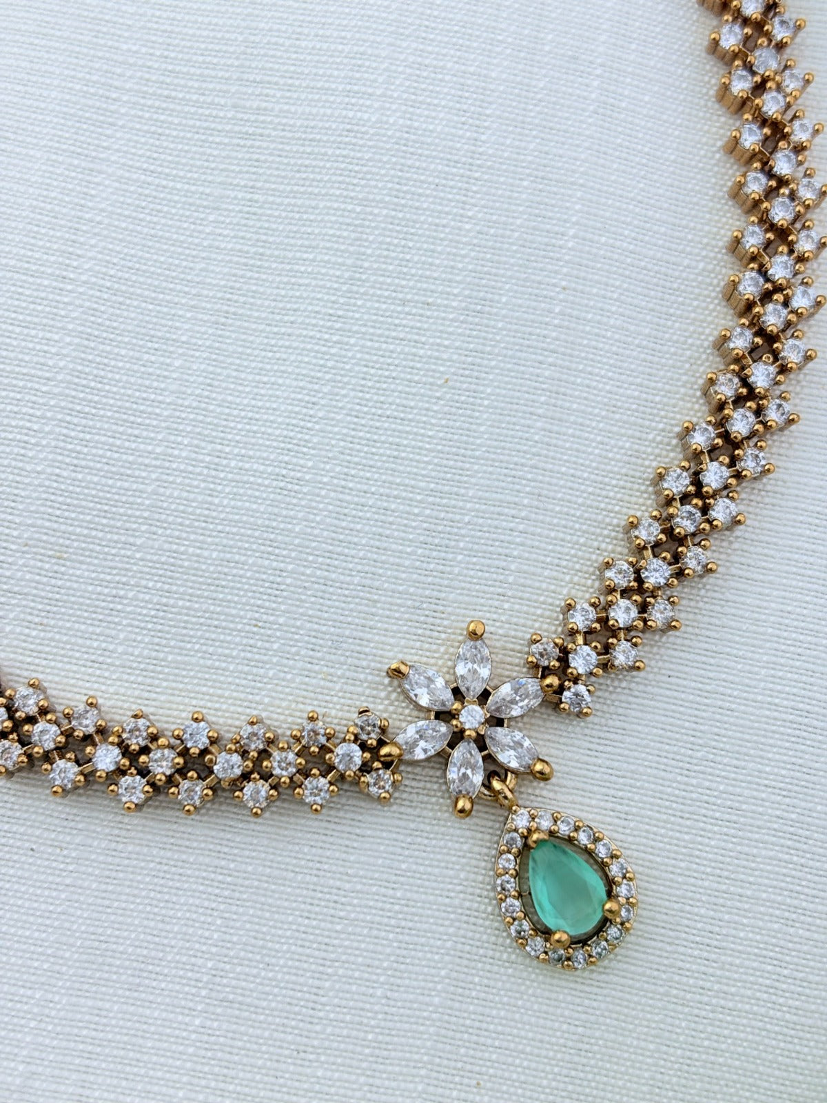 Premium matte finish AD necklace with matching earrings