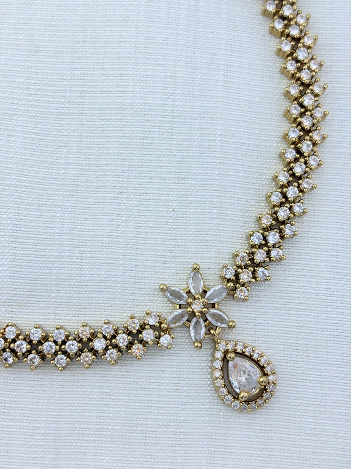 Premium matte finish AD necklace with matching earrings