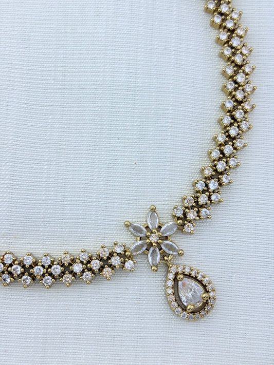 Premium matte finish AD necklace with matching earrings