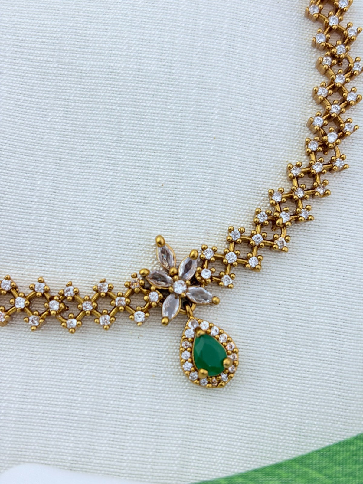 Premium matte finish AD necklace with matching earrings