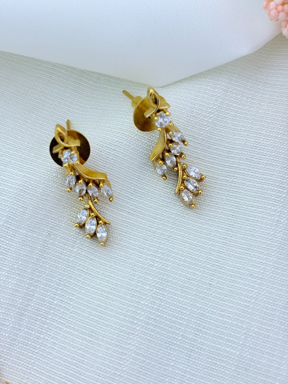 Stylish CZ stone necklace for a classy look - Premium matte finish necklace with matching earrings