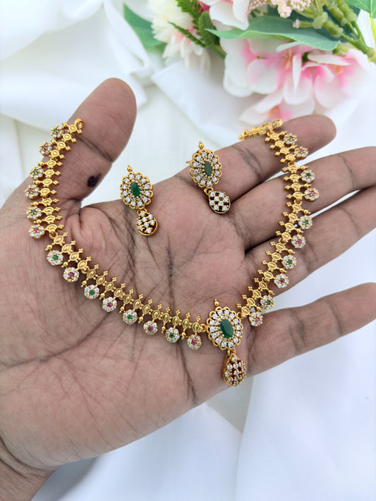 Modern trend infused with classic tradition -Premium matte finish necklace with matching earrings