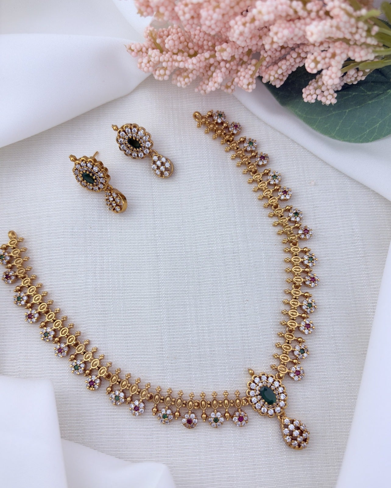 Modern trend infused with classic tradition -Premium matte finish necklace with matching earrings