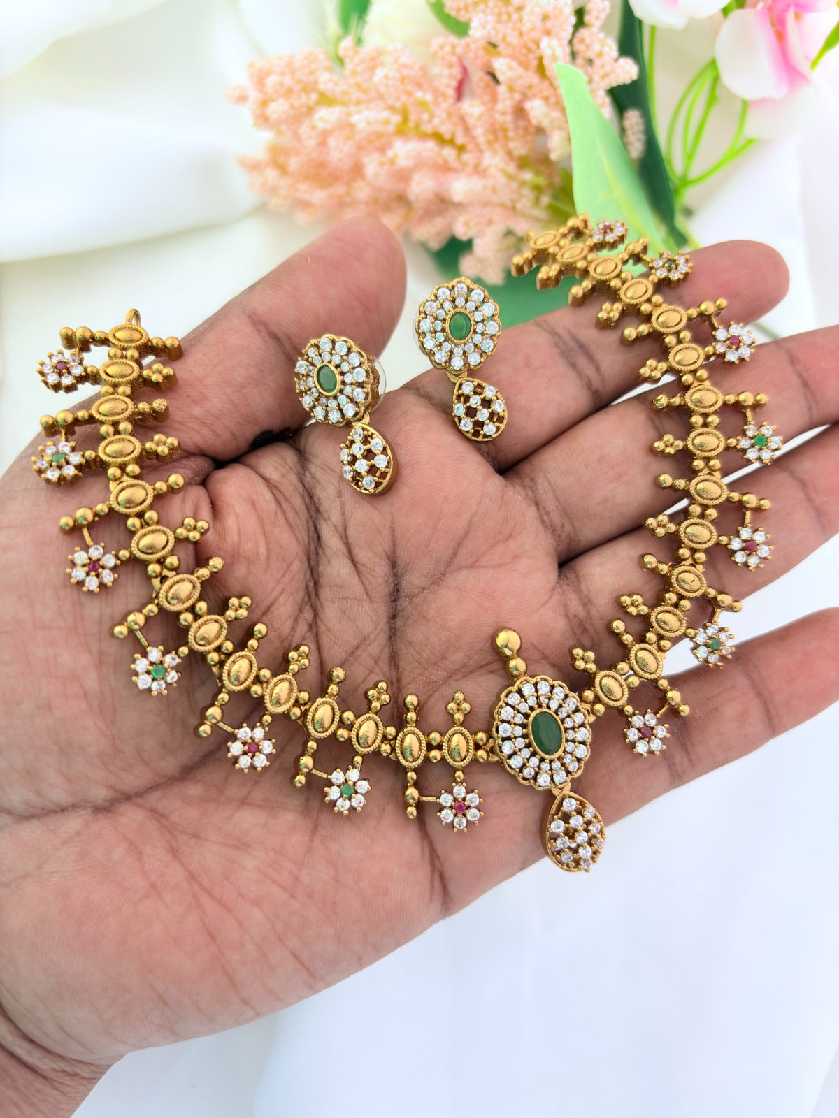 Modern trend infused with classic tradition -Premium matte finish necklace with matching earrings