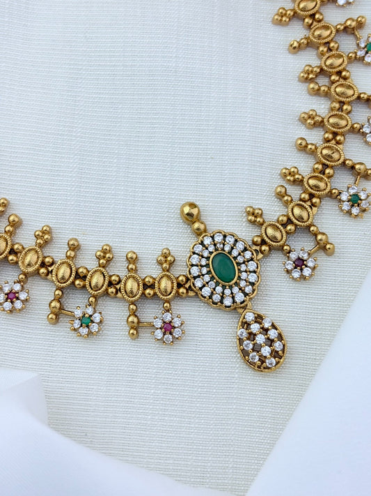 Modern trend infused with classic tradition -Premium matte finish necklace with matching earrings